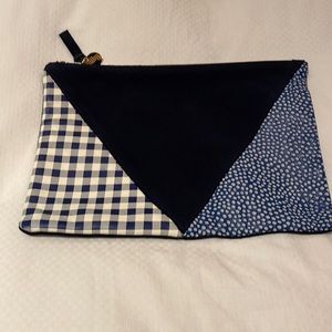 Almost new Clare Vivier clutch purse with navy suede in the middle.